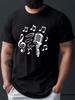Unisexs Musicinspired Microphone Print Tshirt Casual Crew Neck Short Sleeve Lightweight Comfy For Summer
