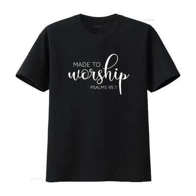Made To Worship So Will I Praise Faith Christian T Shirt Vintage Washed Unisex Slightly Graphic Top For Everyday Wear Versatile