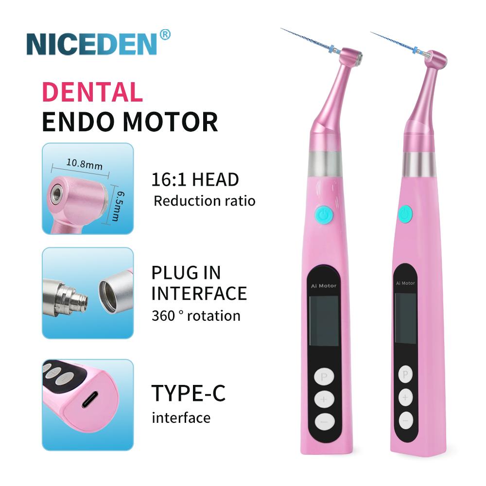 Niceden Thérapie radiculaire dentaire intelligente sans fil NICEDEN 16:1 contre-angle standard avec lampe Instrument endodontique Moteur Endo