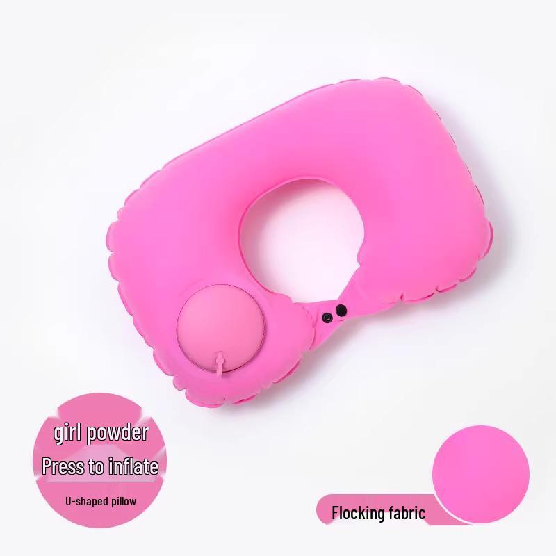 Inflatable U-shaped Neck Support Pillow for Travel - Portable and Press-type for Car & Airplane Comfort