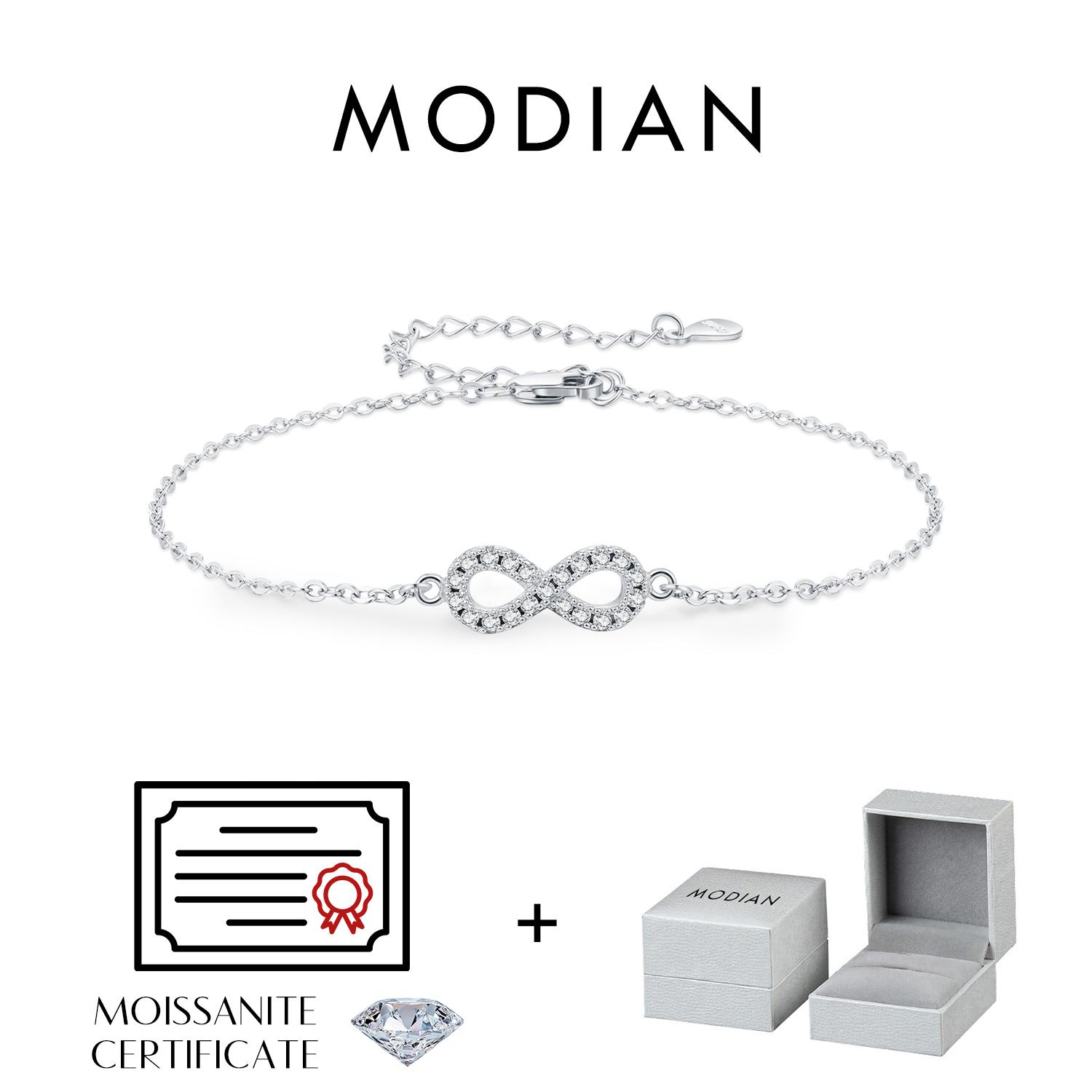 MODIAN D Color Moissanite Lab Created Diamond Bracelet 925 Silver Romantic Exquisite Infinity Love For Women Jewelry