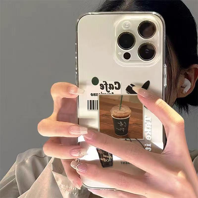 Trendy Coffee-Style Transparent iPhone Case: Drop-Proof, Soft Fit for iPhone 12-17, Compatible with Apple 15 Pro Max