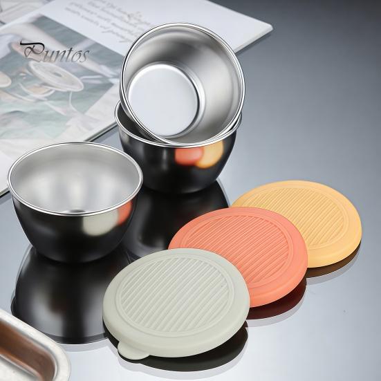 Reusable Dressing Containers for Work Stainless Steel Sauce Cup with Silicone Lid, Small Easy Clean Kids Condiment Container, Dipping Bowl Travel And