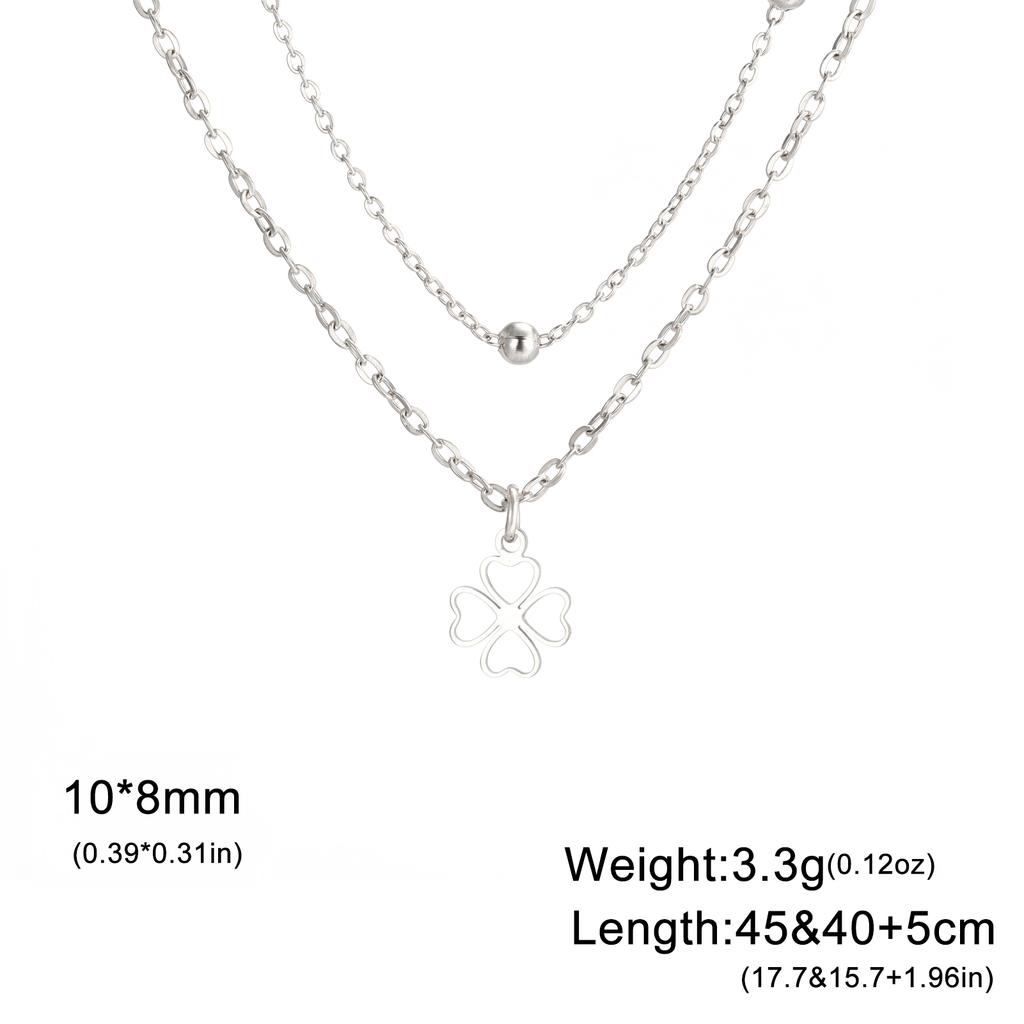 Teamer Four-Leaf Clover Clear Zircon Necklace Stainless Steel Little Charms Choker Lucky Jewelry Birthday Gift 2026 Spring New