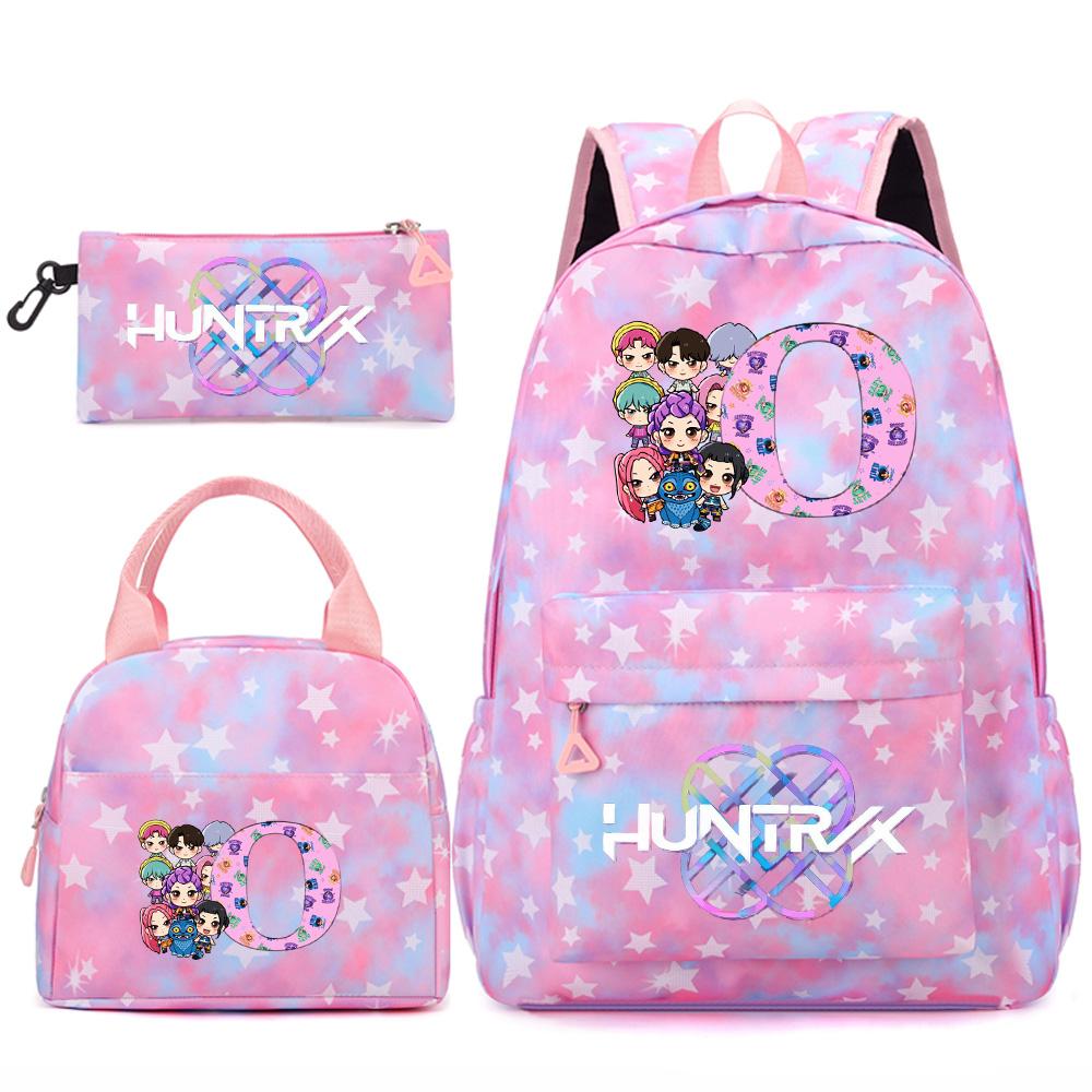 3Pcs/set 26 English Letter Kpop Printed Backpack Handbag Pencil Case for Teenger Student Girl Boy Schoolbag Kid Bookbag Large Capacity Travel Bag Gift