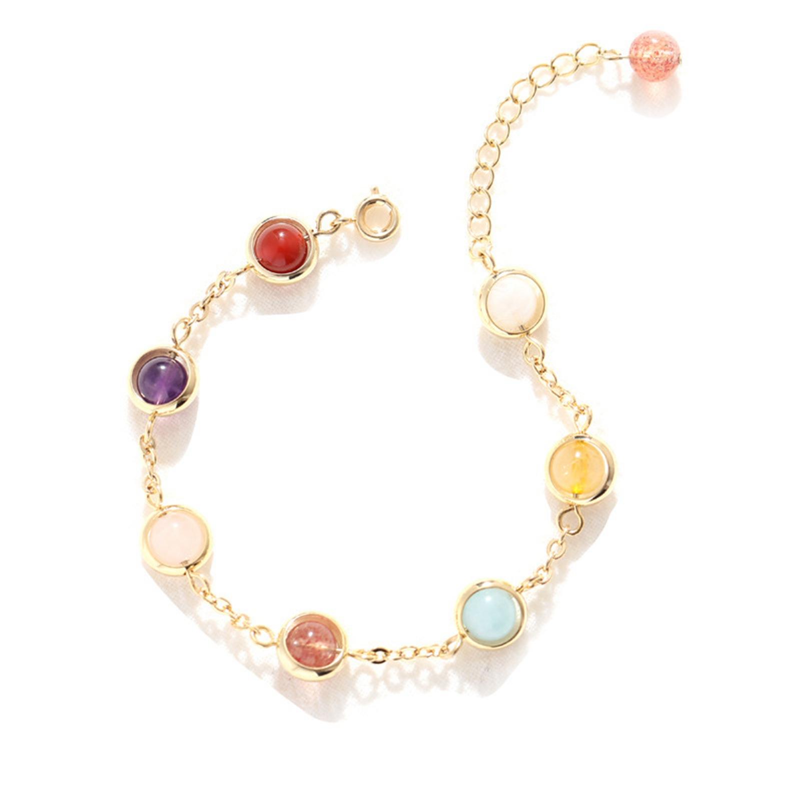 

Colored Crystal Bracelet 7 Colors Round Bead Electroplated Surface Ankle Bracelet for Decoration