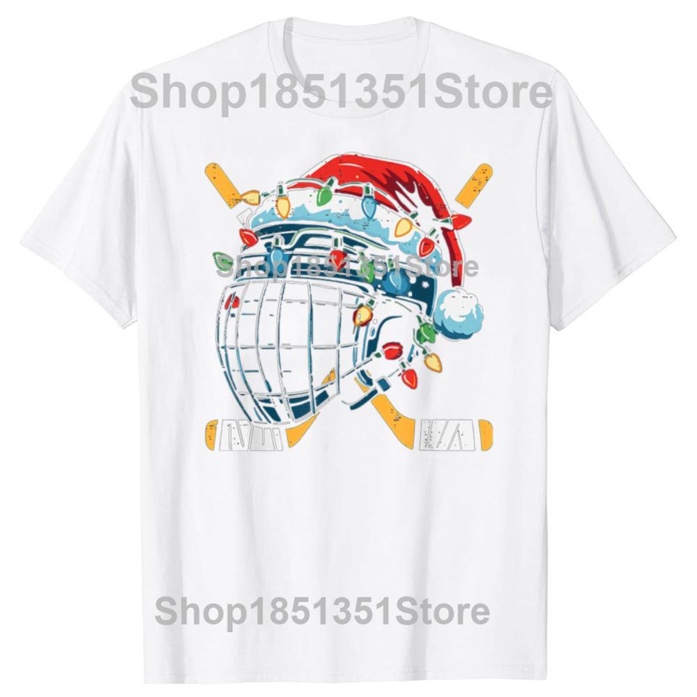 Funny Christmas Ice Hockey Xmas Graphic Tshirts Men Womens Fashion Casual Tshirt 100 Cotton Loose Oversized T Shirt