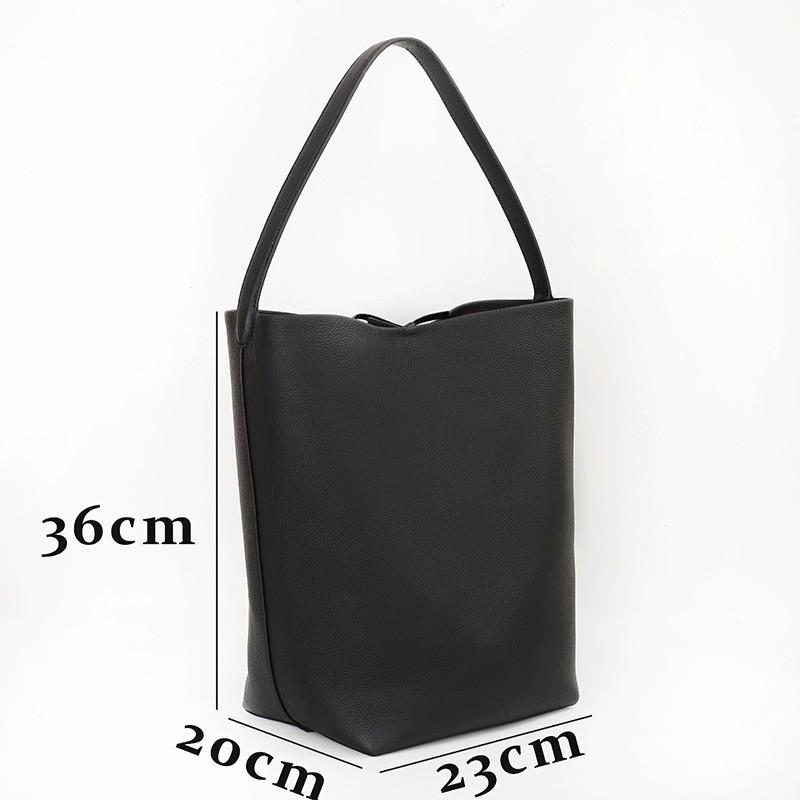 Korean Commuter Portable One-shoulder Tote Bag Leather Top-layer Cowhide Underarm Large-capacity Bucket