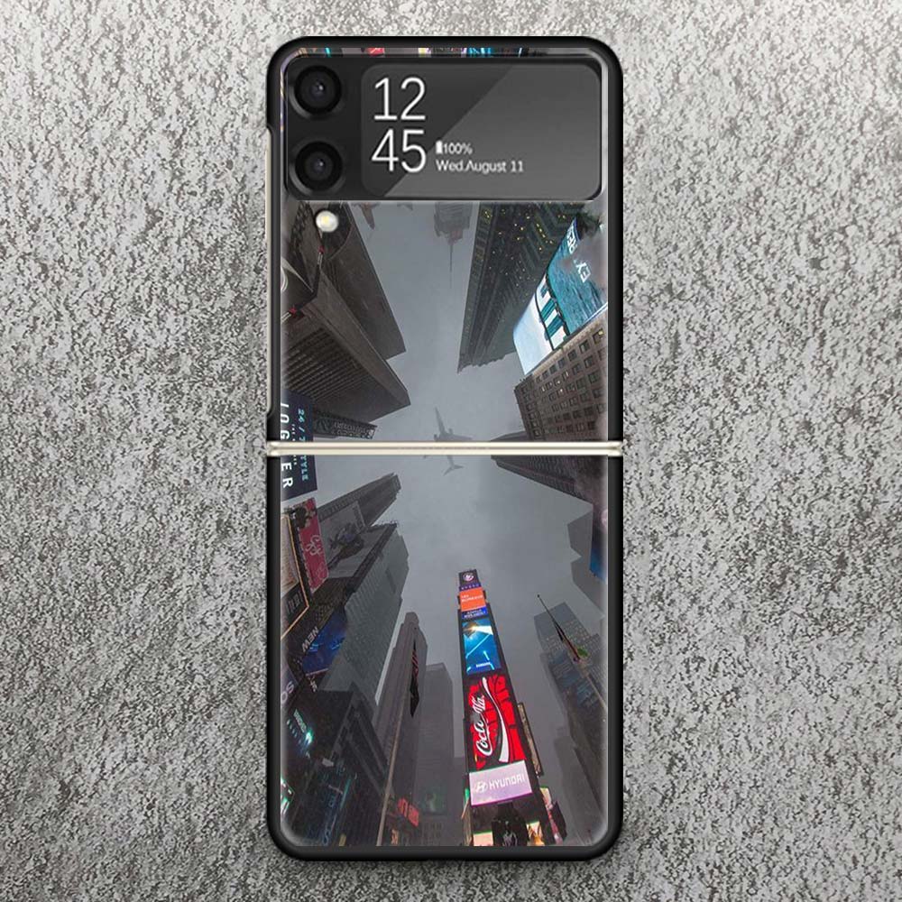 NYC New York City Print Case For Samsung Galaxy Z Flip 3 4 5 6 7 5G Phone Shell Flip7 Flip6 Flip5 Flip4 Flip3 Pattern Cover For