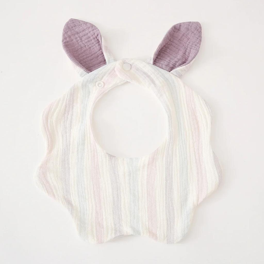 Baby Cotton Bib Cartoon Rabbit Ears Feeding Towel Water Absorbent Saliva Towel Newborns Burp Cloth for Boy Girls Accessories