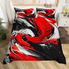 Homewish Artwork Geometry Duvet Cover Set for Adult,Retro Oil Printing Bedding Set,Black Red Abstract Bed Set