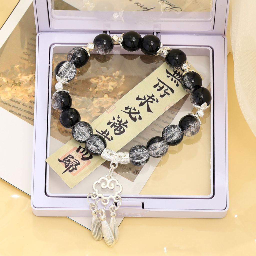 New Chinese style auspicious cloud tassel gradual change glazed bracelet women's summer niche fresh jewelry scenic spot live broadcast