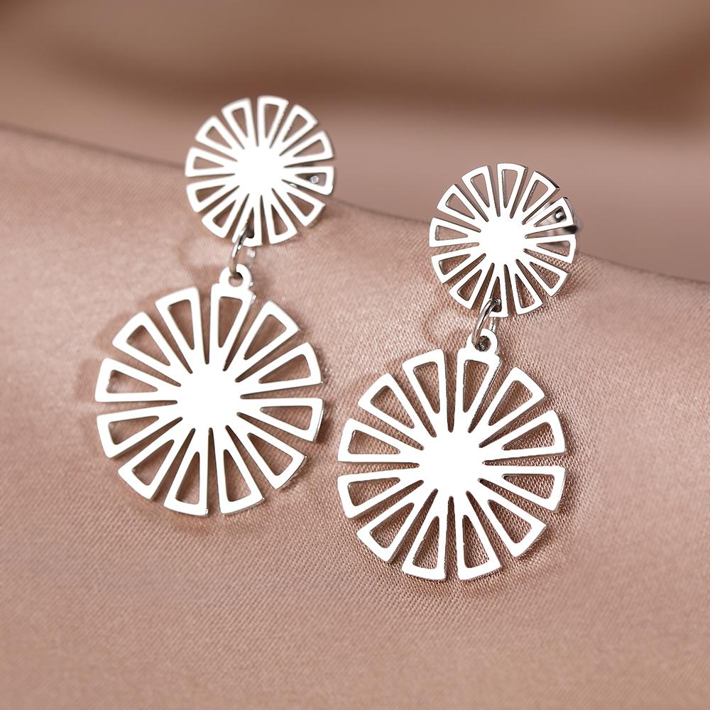 Edelstahl Ohrringe Süße Vintage Zarte Sonnenblume Elegante Gefühl Licht Luxus Mode Anhänger Ohrringe Für Frauen Schmuck