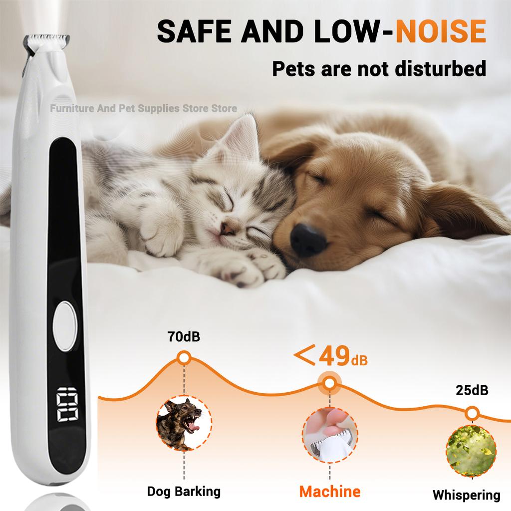 Pet Dog Electric Beauty Hair Trimmer with LED Light, Pet Foot Hair Electric Push Clipper, Silent Cat Facial Ear Foot Hip Shaver