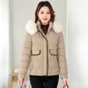 New cotton-padded clothes women's short autumn and winter jackets, large fur collar removable hat, warm cotton-padded clothes, foreign style fashionab
