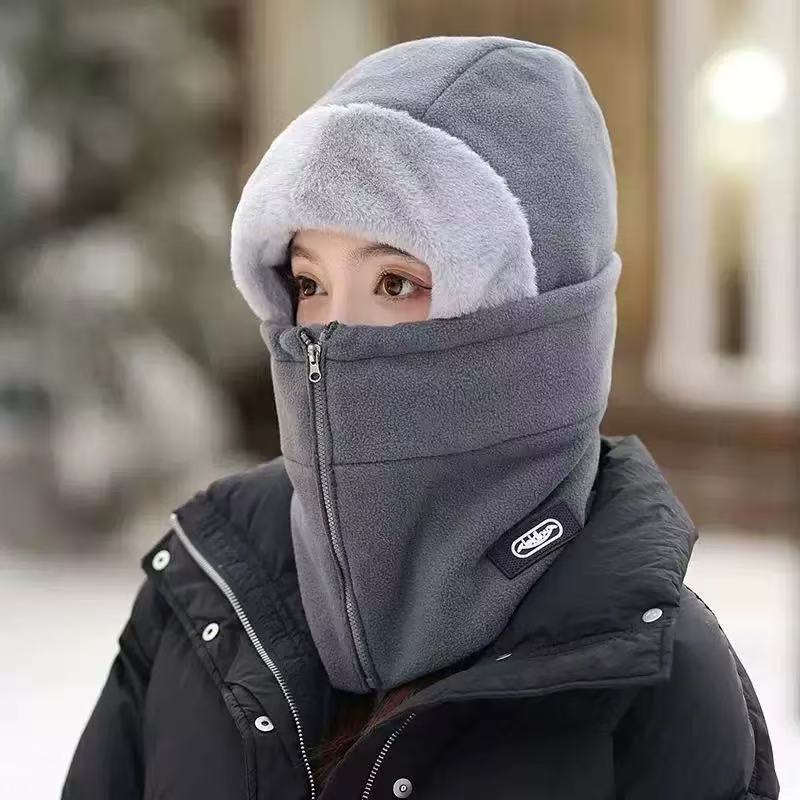 Hat Female Winter Riding Electric Vehicle Warm Artifact Thickened Cotton Hat Windproof and Cold Mask Winter Male