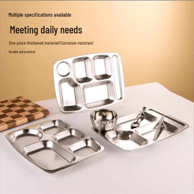 304 Stainless Steel 6-Compartment Divided Tray