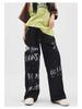 Women's Autumn Wide-Leg Graffiti Sweatpants: Street Style Hip Hop Trousers