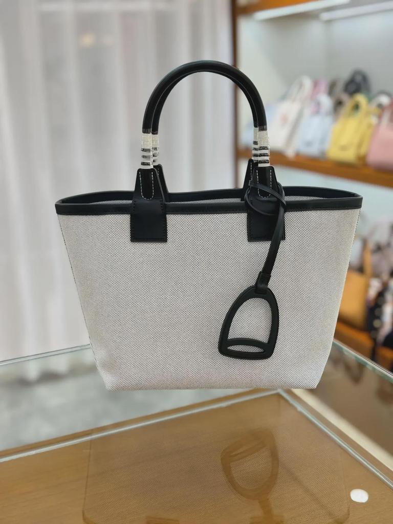 2025 Handmade Genuine Leather & Canvas Tote - Colorful Women's Garden Shopping Bag