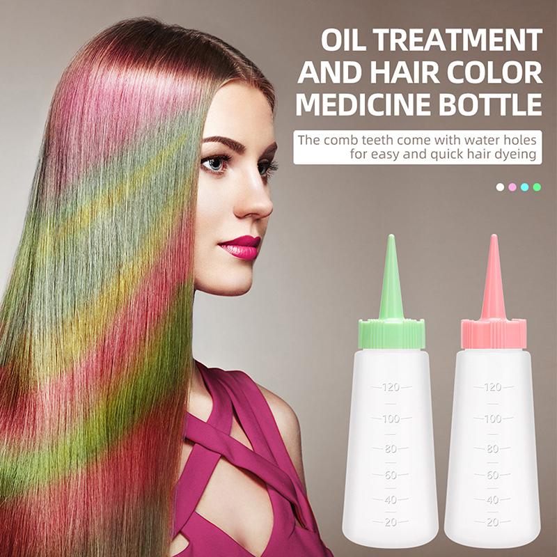 120Ml Salon Hair Oil Applicator Bottle Professional Hairdressing Dyeing Comb Graduated Bottles Barbershop Hairdresser Supplies