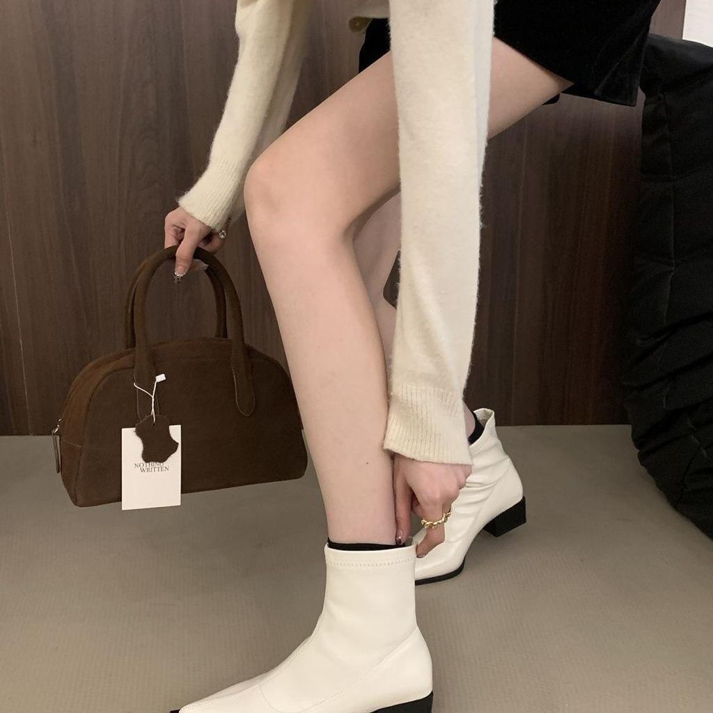 Pointed short boots new 2025 autumn and winter boots fashion thin boots niche Martin