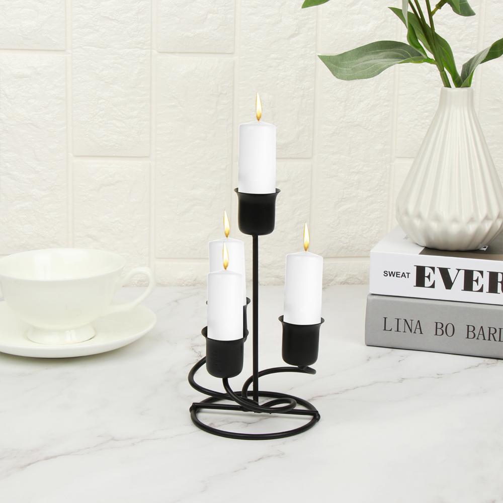 Party Wedding Pillar Candles Black Gold Candlesticks Candle Holders Wrought Iron Candelabra Metal Candle Stands Modern Style