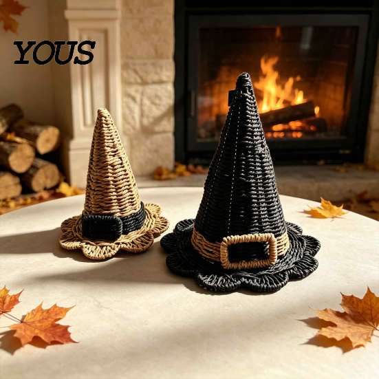 Unique Birthday Gift for Her Handwoven Witch Hat, Gothic Wizard Costume Headpiece Halloween Fantasy Aesthetic Home Decor Party, Spooky Tabletop Decor,