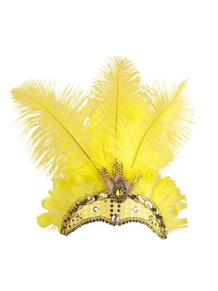 Barevný péřový ozdobný čelenka Brazilský karneval Dekorativní čelenka pro showgirl Scénické vystoupení Vlasové doplňky Karnevalové události
