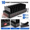 Intelligent European Plug Desktop Chargers with 10 Ports 5 USB 5 Type C ABS Material for Organized Multi Device Charging