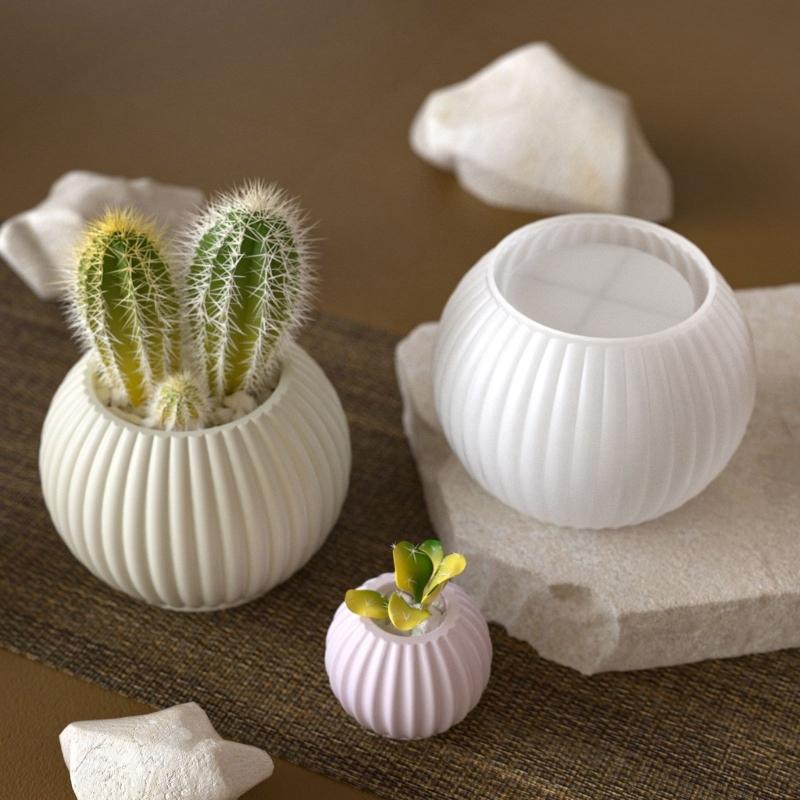 Silicone Striped Candle Cup Mold Circular Shape Easy Demold Reusable Tool For Resin Casting Crafts Gift Projects
