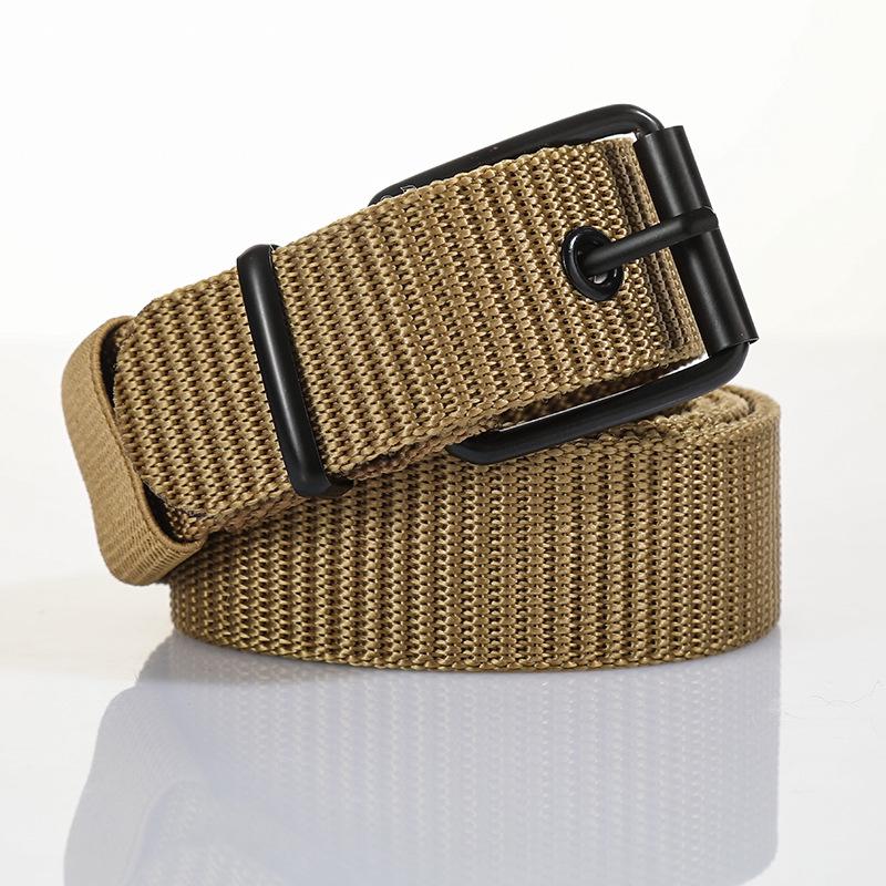 

Unisex Canvas Leather Pin Buckle Belt - Versatile Korean Style for Jeans, Students, and Military Training. 110cm x 3.5cm хаки