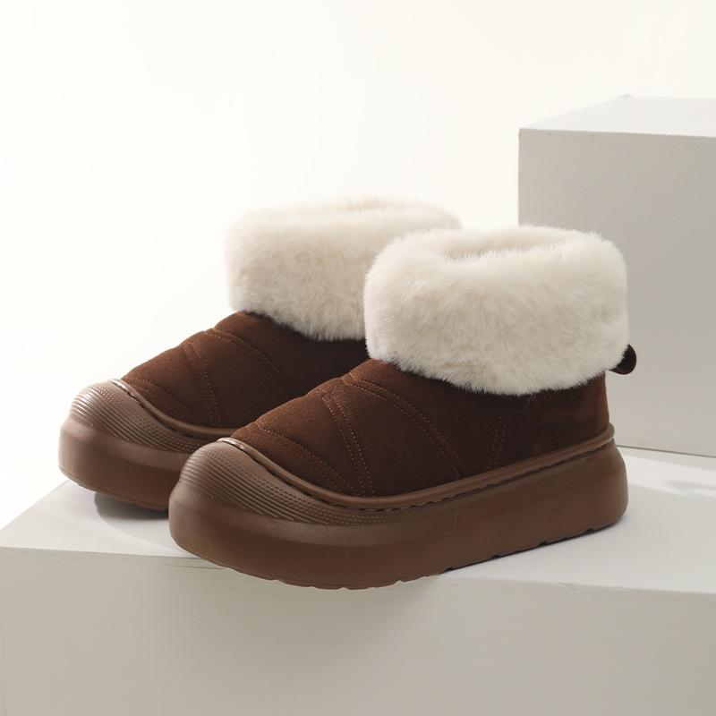 

Зимние ботинки для женщин на осень и зиму, теплые дома, утолщенные и нескользящие, модная обувь из плюшевого хлопка для женщин на зиму 41 кофейный
