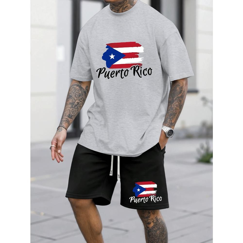 Men s Apparel Summer Casual Suit Breathable and Cool Suit 3D Flag Letter Print Relaxed Fit Fashionable Plus Size Men s Clothing S