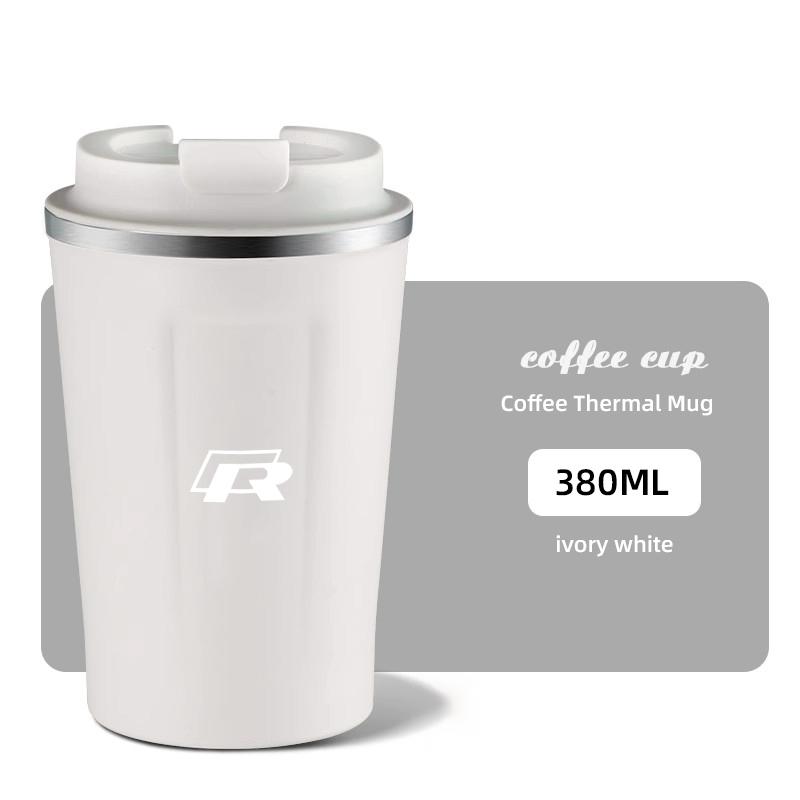 380ML Car Coffee Mug Stainless Steel Travel Thermo Cup For VW GTI Golf Polo Tiguan Passat B6 MK6 Touareg Jetta CC T-ROC Hub Cap