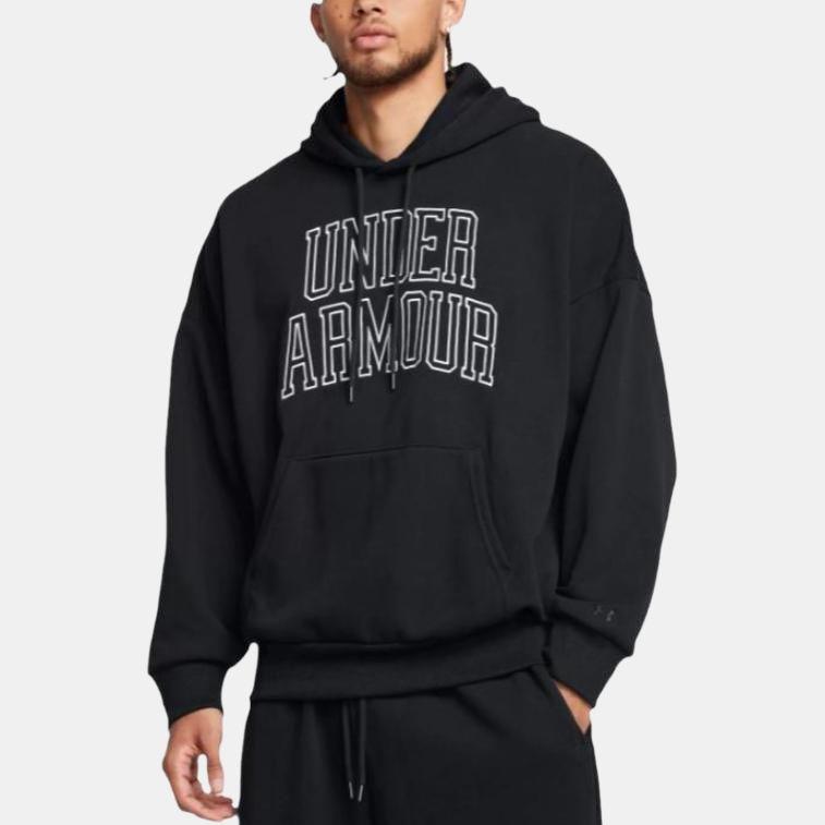 Under Armour Icon Pullover Letter Hoodie Long Sleeve Sweatshirt Men Sweatshirt Black 1386549-001