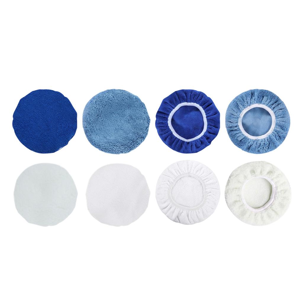 8pcs Car Polishing Pad Bonnet Set Microfiber Cotton Wool Coral Fleece Buffing Pad Cover for 6in Car Polisher