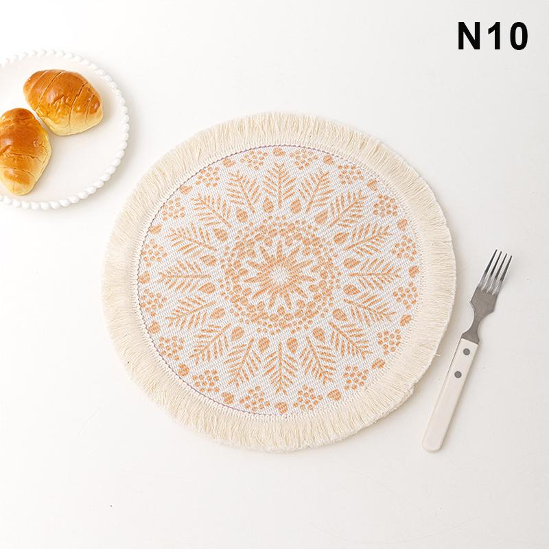 M-Round Placemat Cotton Tassel Antiskid Dining Table Mat Absorbent Insulation Dish Pad Desk Decoration And Accessories Plate Mug