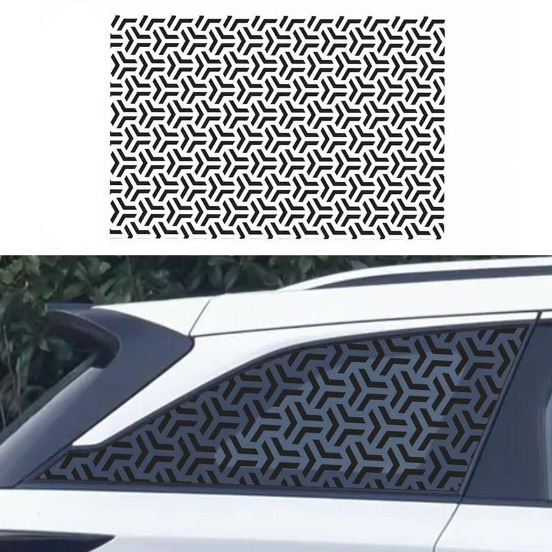 Universal 75X50cm Hexagon Geometric Mesh Pattern Vinyl Sticker For Window Car Accessories Self-Adhesive Side Window Sun Shade