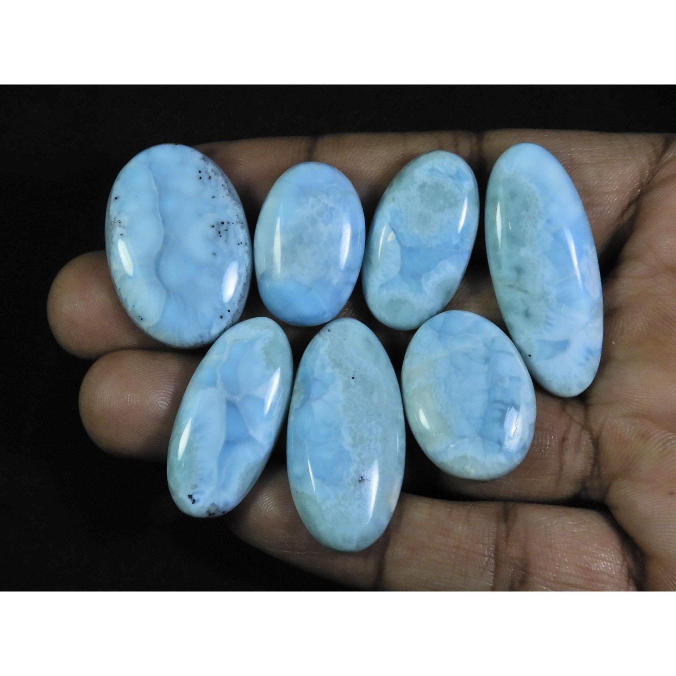 

16X24-21X32ММ Натуральный Ларимар Пектолит Овальный Кабошон Свободный Драгоценный Камень 7Шт С-44