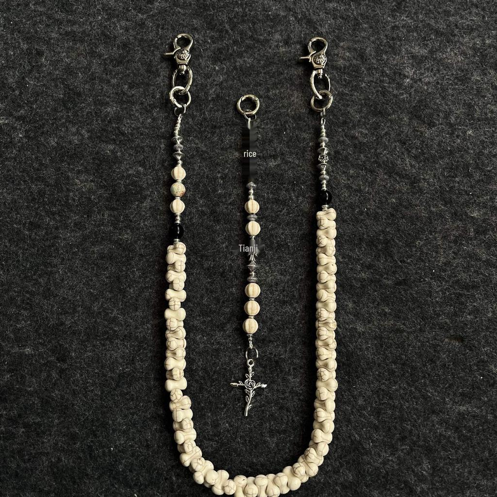 White Turquoise Bone Patchwork Waist Chain Charm