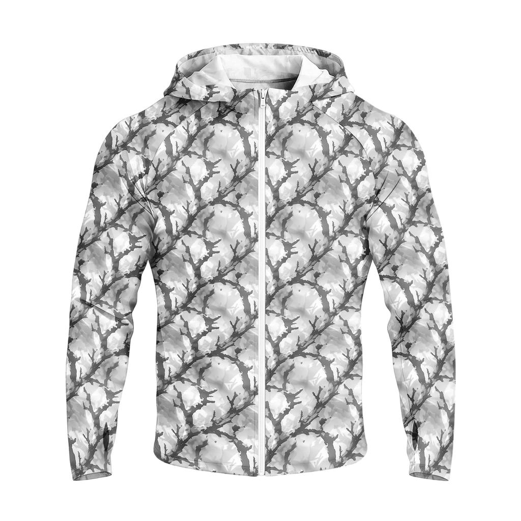 Men's Sun Jacket with Hood - Long Sleeve Raglan Camouflage Print, Casual Summer Outdoor Jacket
