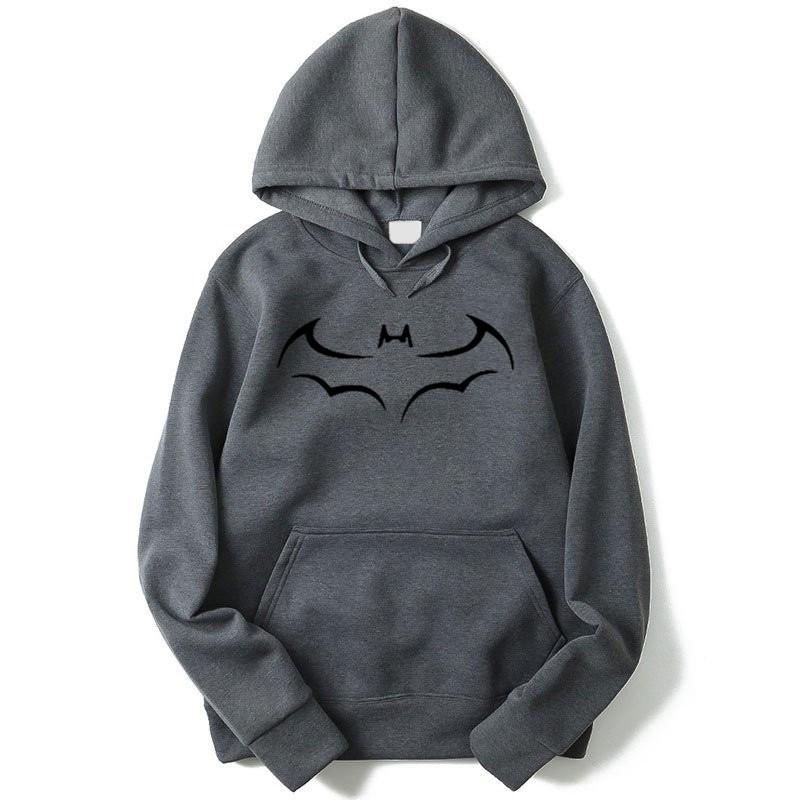 Moda Yarasa Baskılı Erkek Kapüşonlu Sweatshirt Sonbahar Kış Kapüşonlu Eşofman Üstü Günlük Erkek Kapüşonlu Sweatshirt Ceket Sudadera Hombre Kapüşonlu Sweatshirtler Erkek