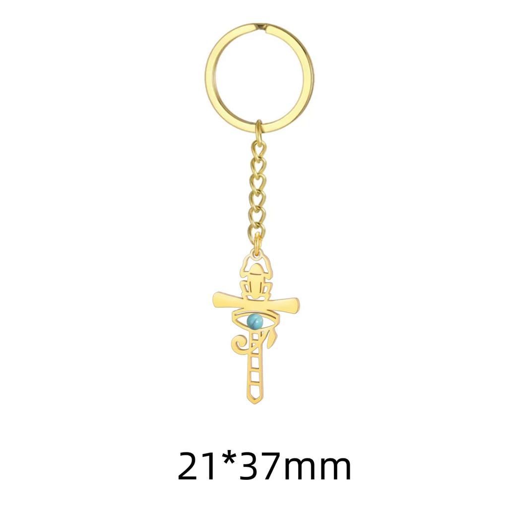 Jeshayuan Ankh Eye of Horus Keychain For Men Stainless Steel Wedjat Eye Keyring Ancient Egypt Symbol of Power Jewelry Gift