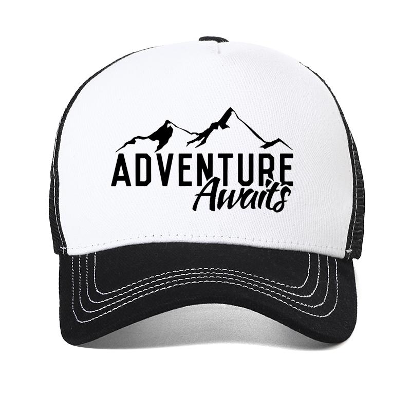 Adventure Awaits Letter men baseball cap men outdoor Travel Breathable mesh trucker hat adjustable Casual Snapback Hats