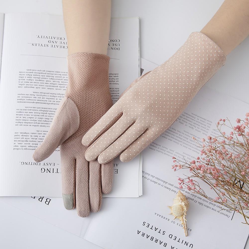 Women's Sunscreen Gloves New Spring and Summer Driving Korean Version of Lace Bow Riding Anti Slip Thin Touch Screen Gloves