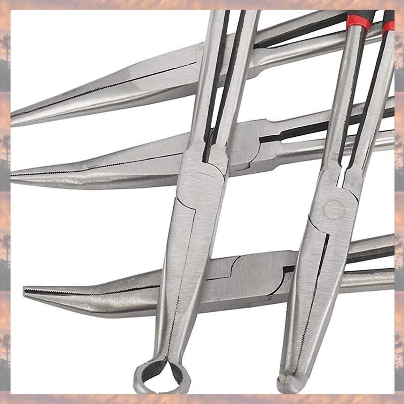 2025 Trend 5PCS Long Needle Nose Pliers Set 25/45/90-Degree Angle, Straight,Curved Pliers,O-Shape Clamp Long Nose Pliers