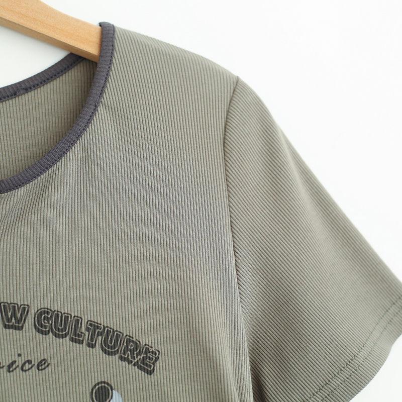 Women's Short Sleeve Large Size V Neck Short Sleeve Casual Fashion Positive Shoulder Short Top