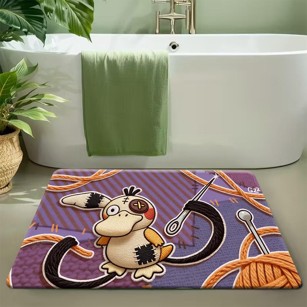 Pokemon Gengar Starry Night Cherry Blossom Print Non-slip Doormat, Soft Absorbent Floor Rug for Home Decor 40x60cm