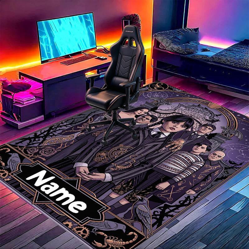 Custom Name Personalized Wednesday Print Carpet, Versatile Home Decor Rug, for Playroom, Apartment, Balcony, Entryway, Hallway Gift