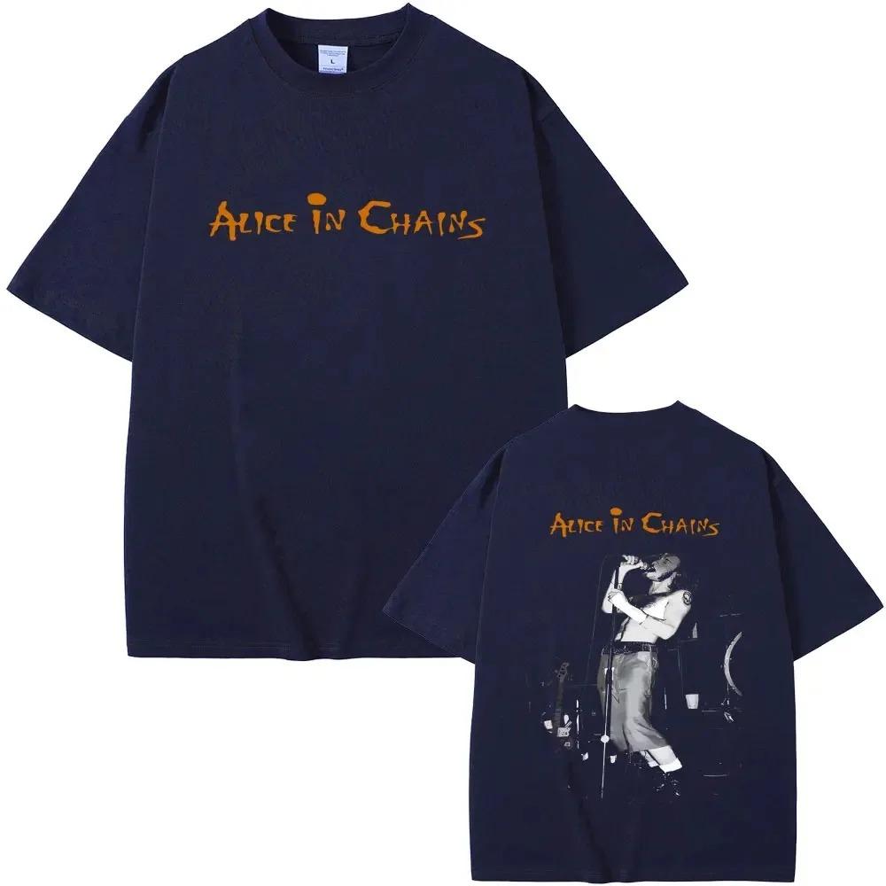 

Alice In Chains Double Sided Grunge Rock Band T-Shirt Vintage Live Sketch Print Off White Unisex Oversized Women And Men T-shirts 4XL